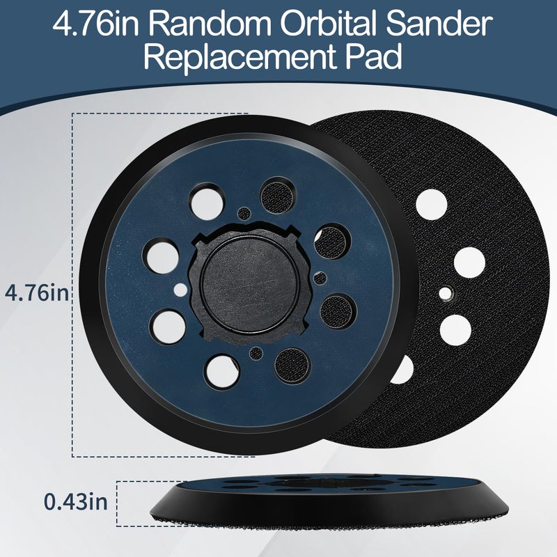 Quadafy 2 Pack 5" Sander Pad for Dewalt DWE642, 6421K, DWE6423 6423K DCW210B, 8 Hole Hook and Loop Orbital Replacement Pad with 4 Screw Holes, Orbital Sander (2Pack Plastic) - Image 2